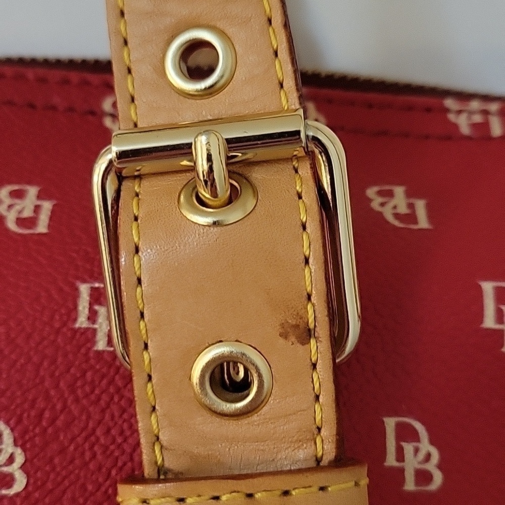Vtg 1990s DOONEY & BOURKE Tomato Red Logo Satchel Shoulder Bag - Picture 7 of 15